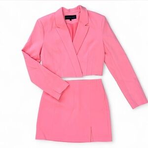Endless Rose Coral Cropped Blazer & Mini Skirt Set | Size Small